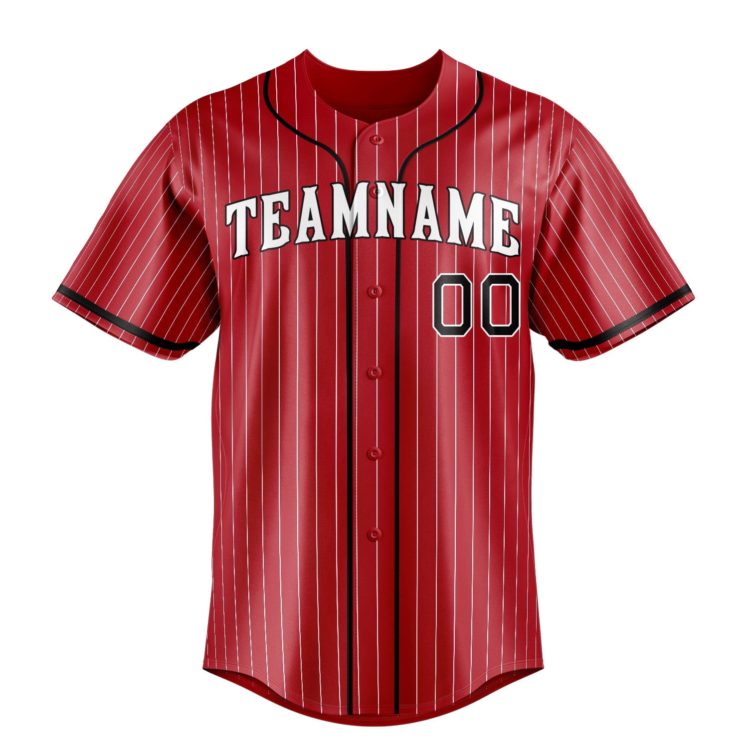 Personalized Red & Black White Pinstripe Fan Baseball Jersey