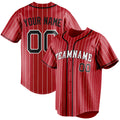 Personalized Red & Black White Pinstripe Fan Baseball Jersey BB01240531XJ416