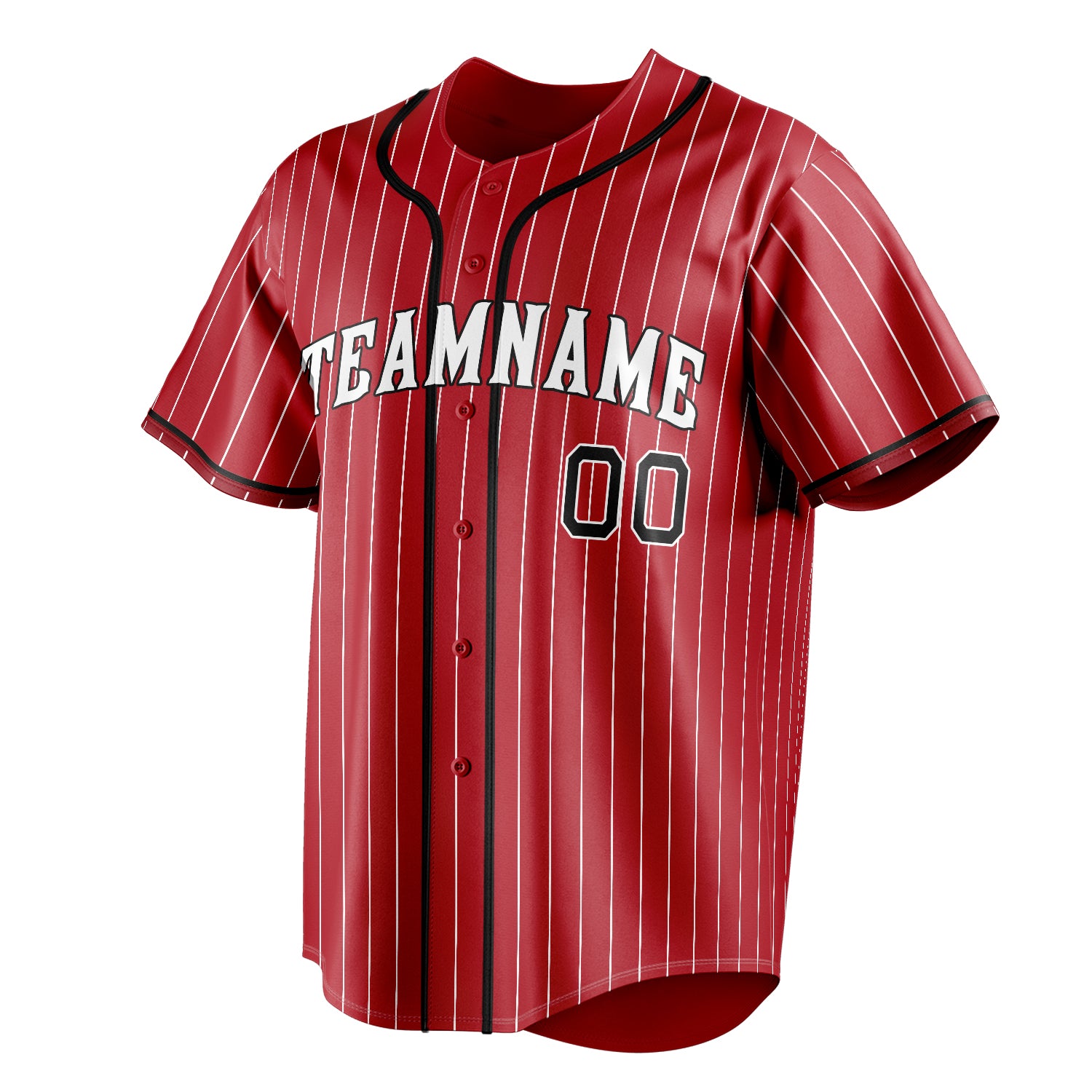 Personalized Red & Black White Pinstripe Fan Baseball Jersey