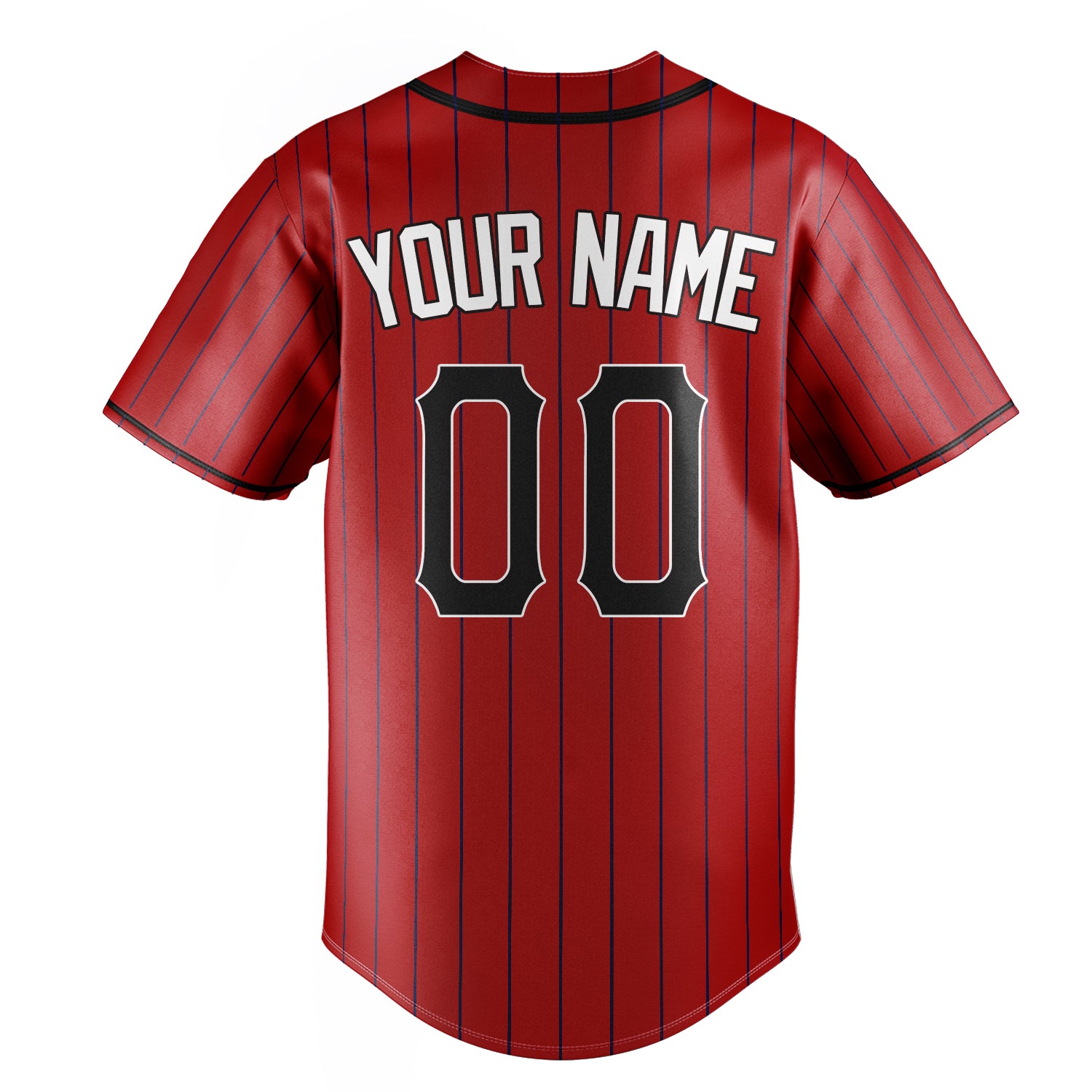 Personalized Red & Black Black Pinstripe Fan Baseball Jersey