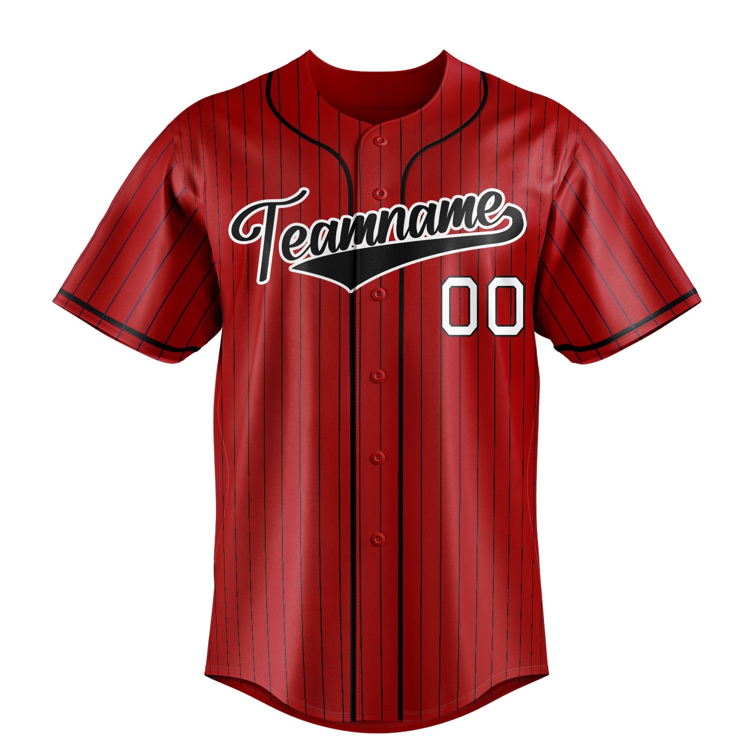 Personalized Red & Black Black Pinstripe Fan Baseball Jersey