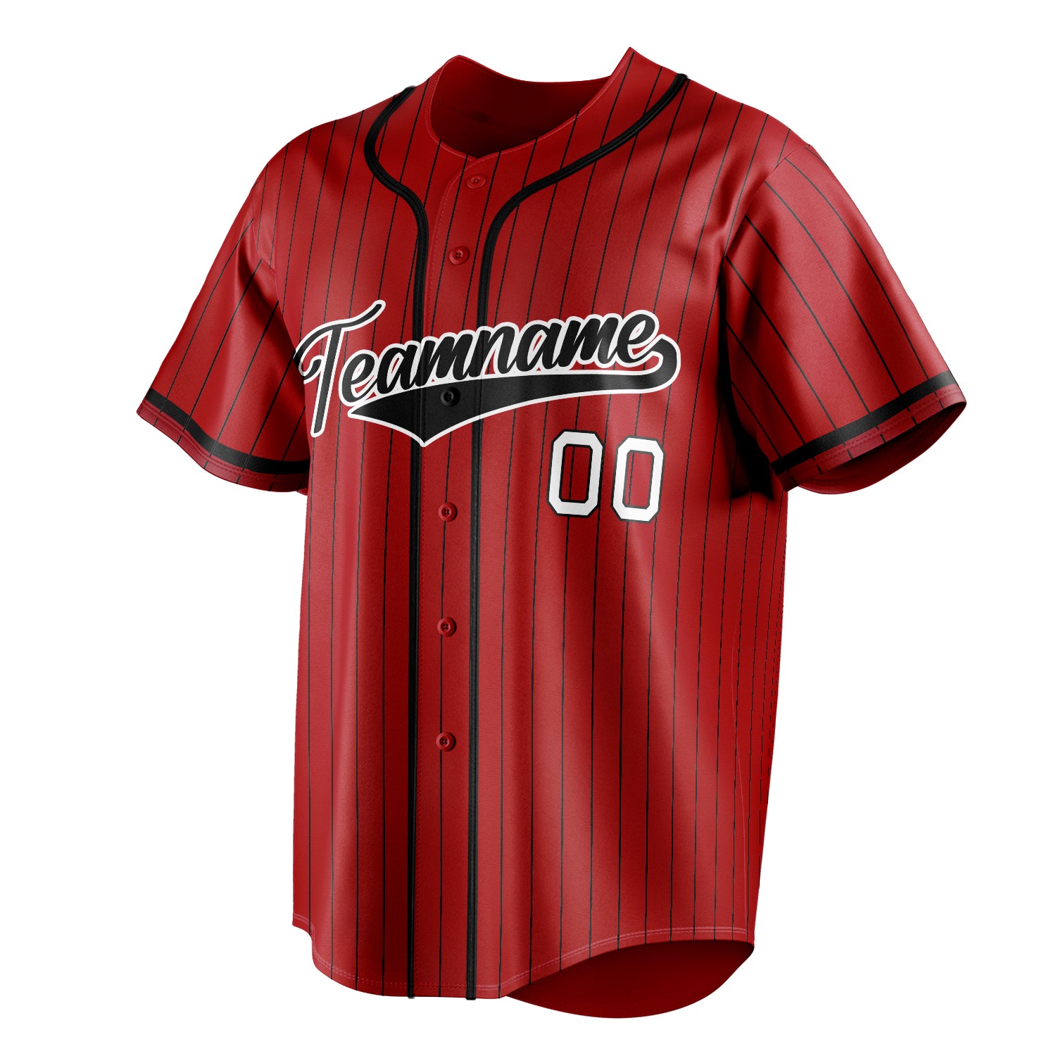 Personalized Red & Black Black Pinstripe Fan Baseball Jersey