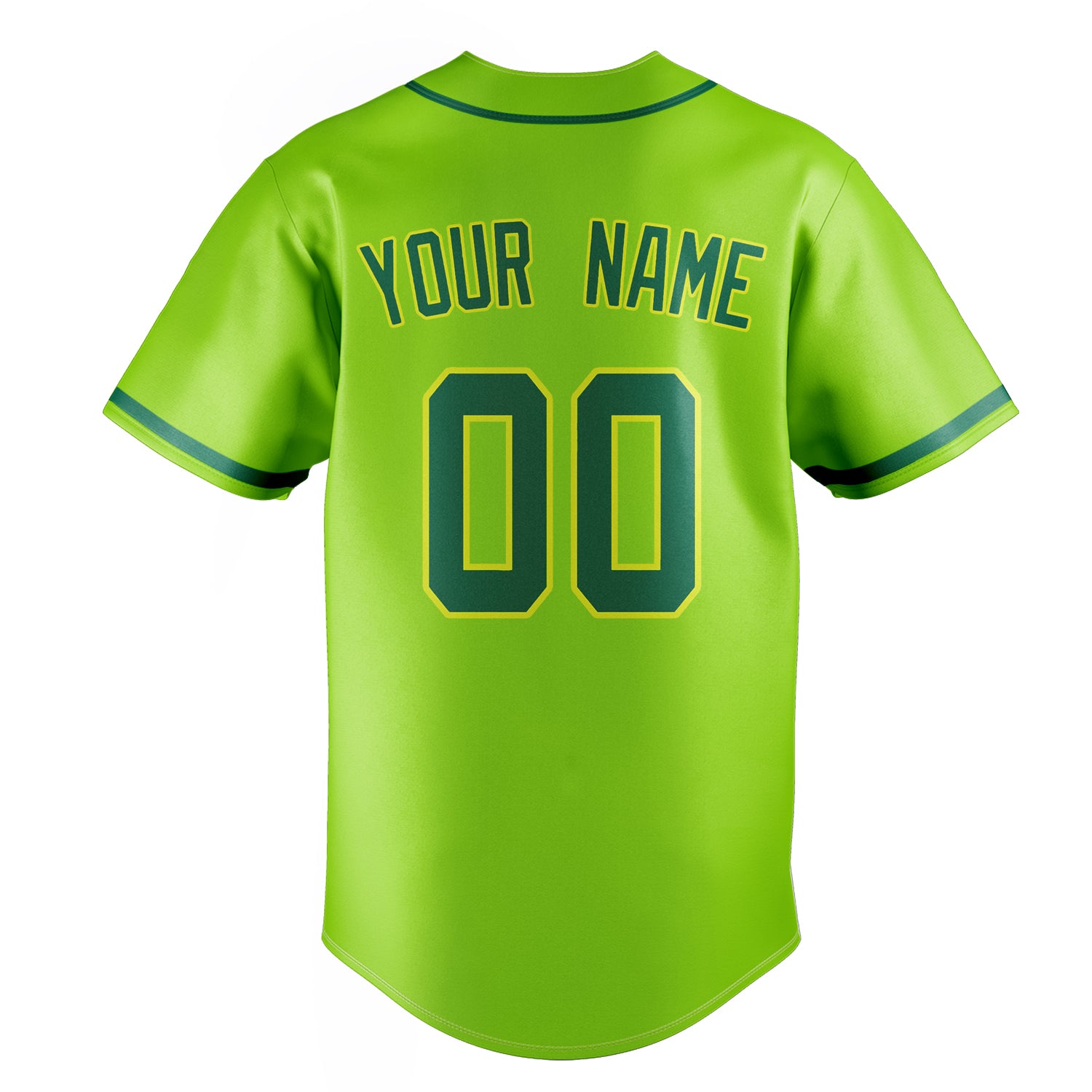 Personalized Neon Green & Kelly Green Color Fan Baseball Jersey