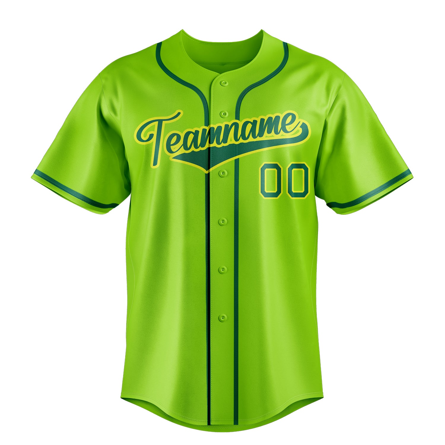 Personalized Neon Green & Kelly Green Color Fan Baseball Jersey