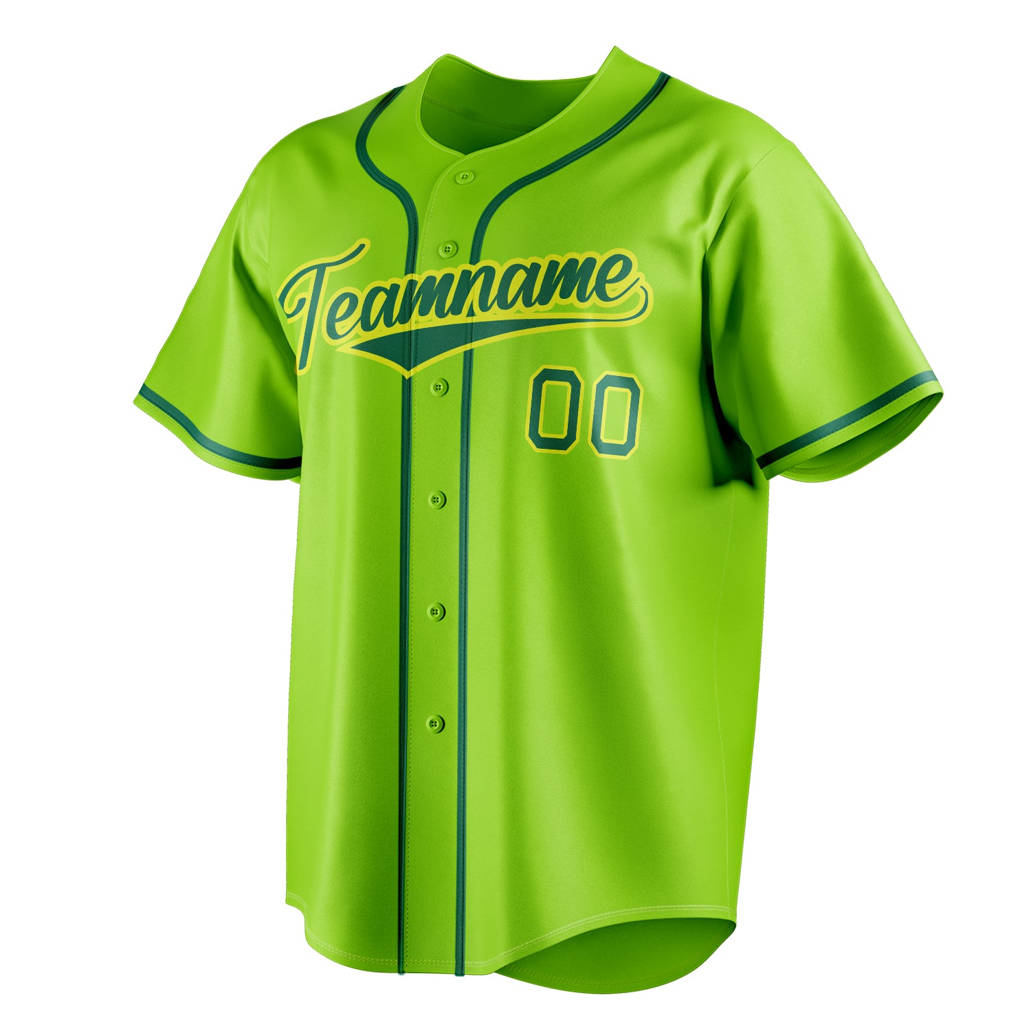 Personalized Neon Green & Kelly Green Color Fan Baseball Jersey