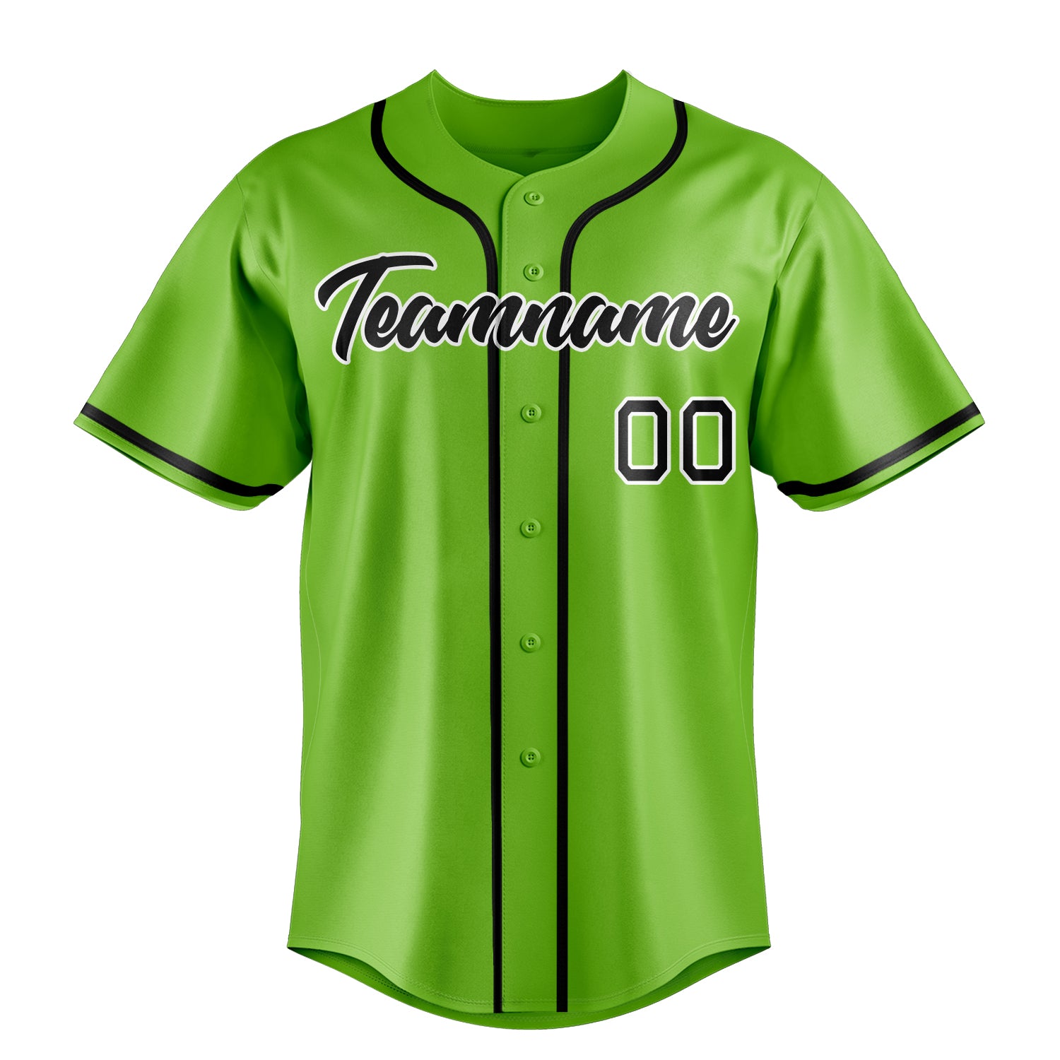 Personalized Neon Green & Black Color Fan Baseball Jersey