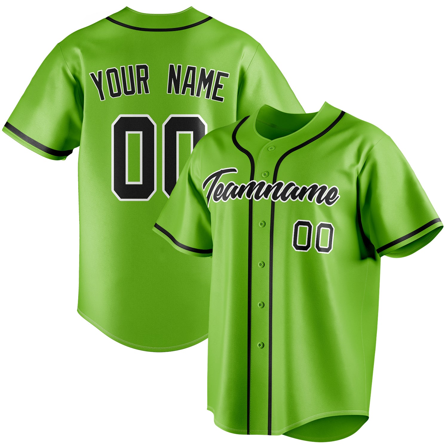 Personalized Neon Green & Black Color Fan Baseball Jersey BB01240531XJ424