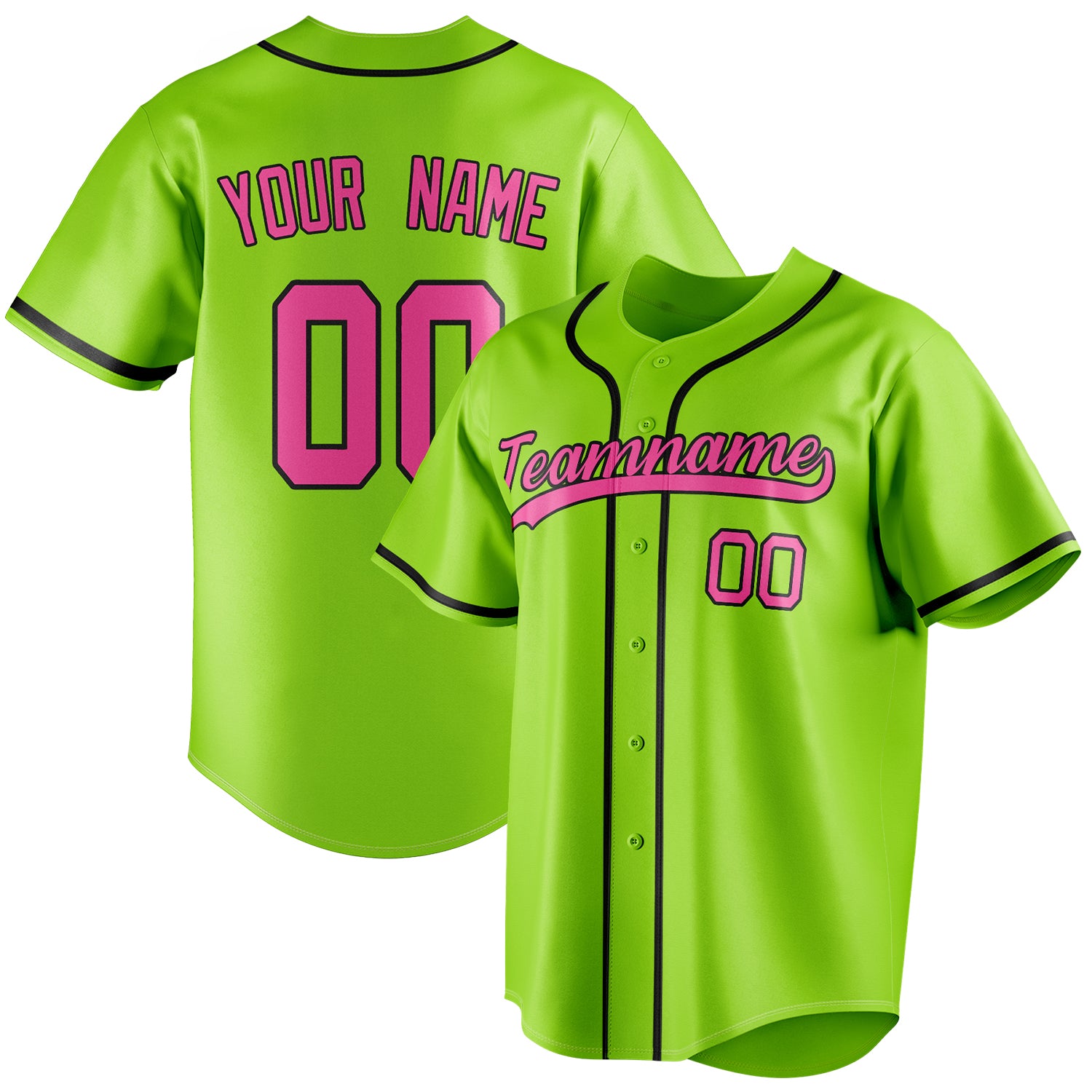Personalized Neon Green & Pink Color Fan Baseball Jersey BB01240531XJ425