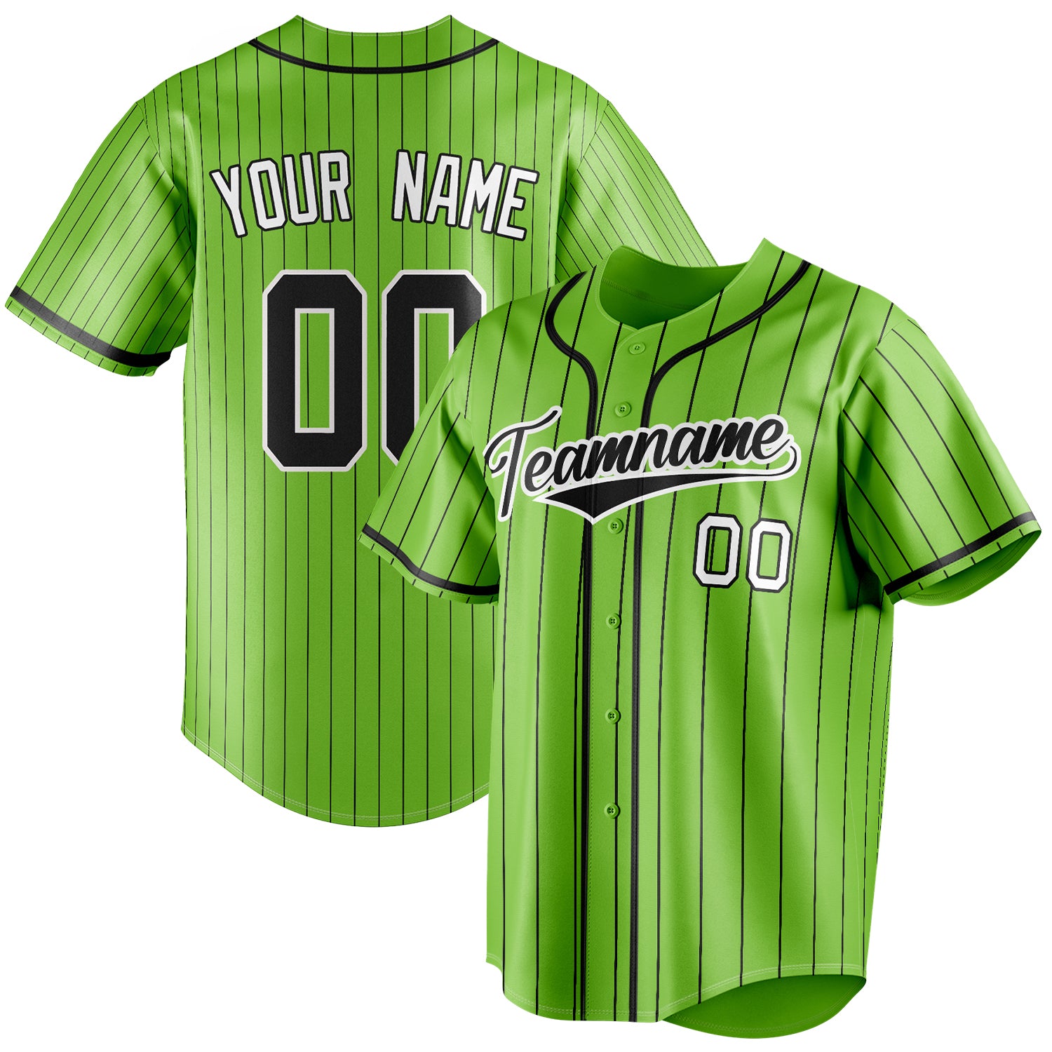 Personalized Neon Green & Black Color Fan Baseball Jersey BB01240531XJ426