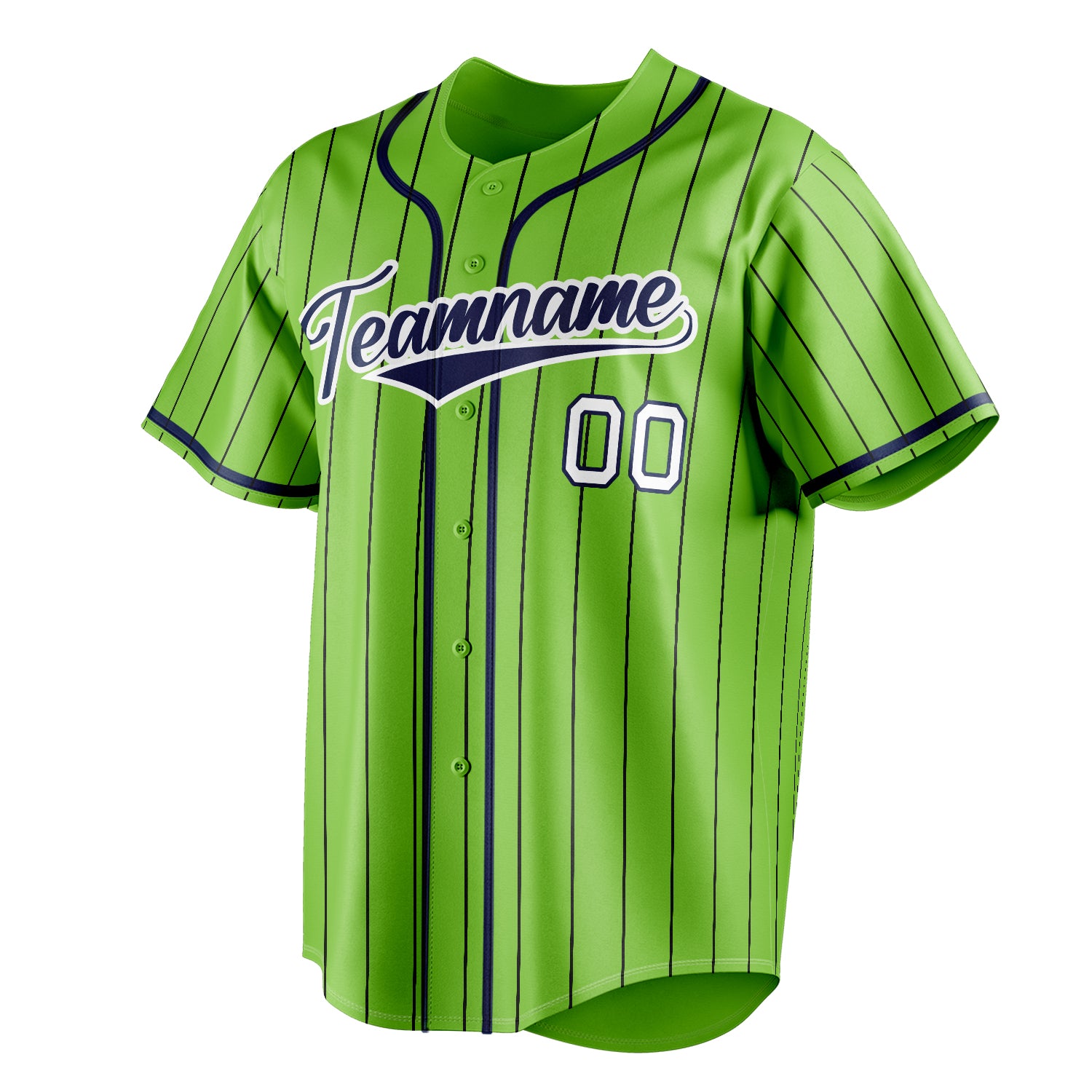 Personalized Neon Green & Navy Black Pinstripe Fan Baseball Jersey