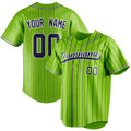 Personalized Neon Green & Navy Black Pinstripe Fan Baseball Jersey BB01240531XJ428