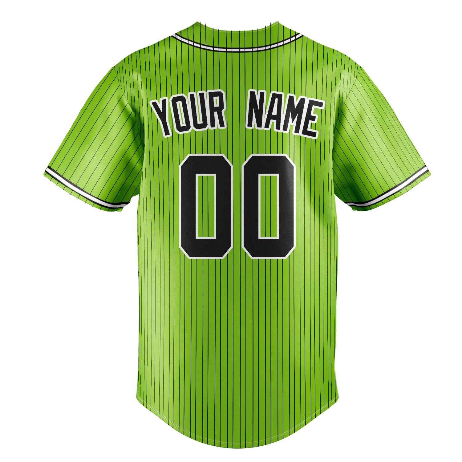 Personalized Neon Green & Black Black Pinstripe Fan Baseball Jersey
