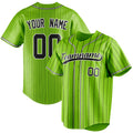 Personalized Neon Green & Black Black Pinstripe Fan Baseball Jersey BB01240531XJ429