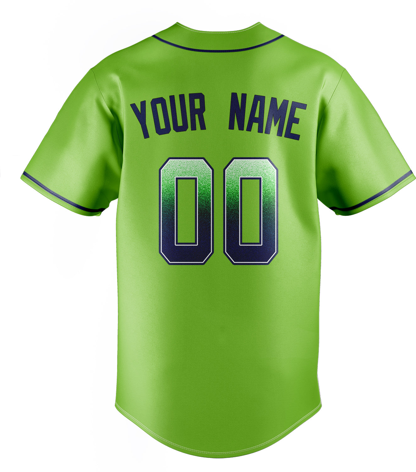 Personalized Neon Green & Navy Color Fan Baseball Jersey