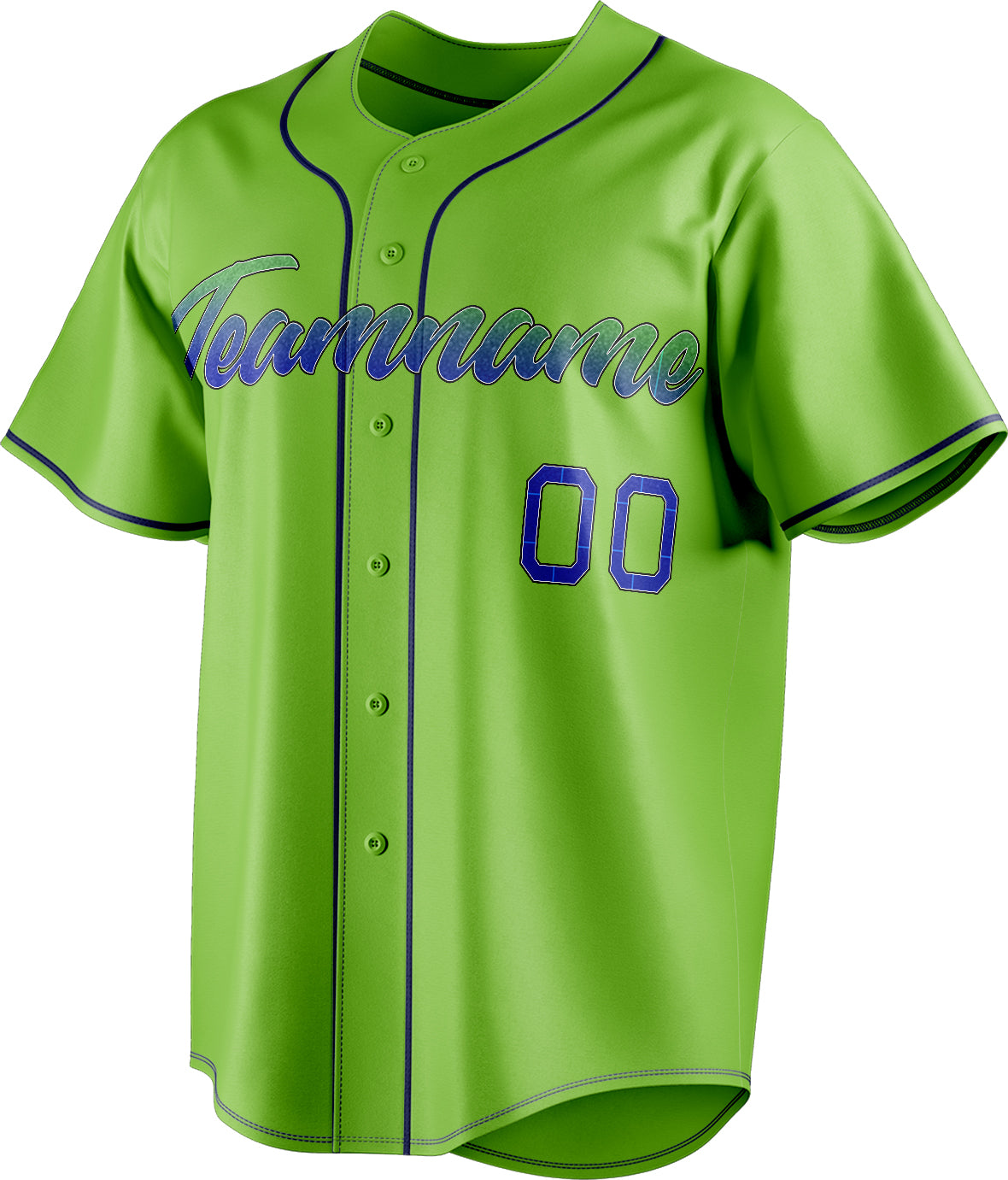 Personalized Neon Green & Navy Color Fan Baseball Jersey