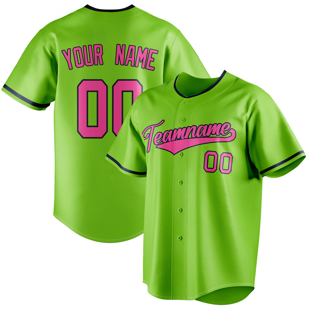Personalized Neon Green & Pink Color Fan Baseball Jersey BB01240531XJ431