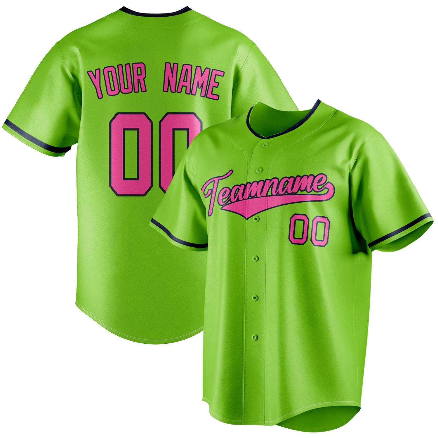 Personalized Neon Green & Pink Color Fan Baseball Jersey BB01240531XJ431