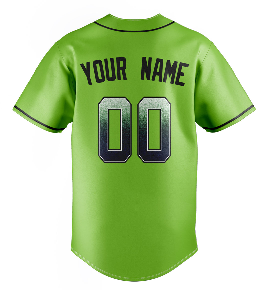 Personalized Neon Green & Black Color Fan Baseball Jersey