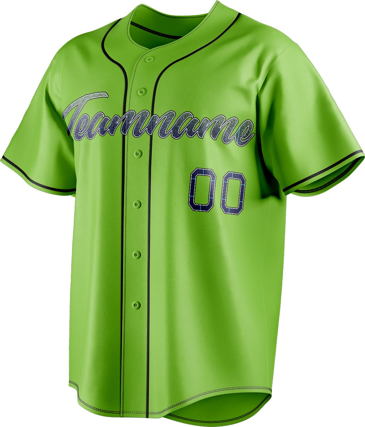 Personalized Neon Green & Black Color Fan Baseball Jersey