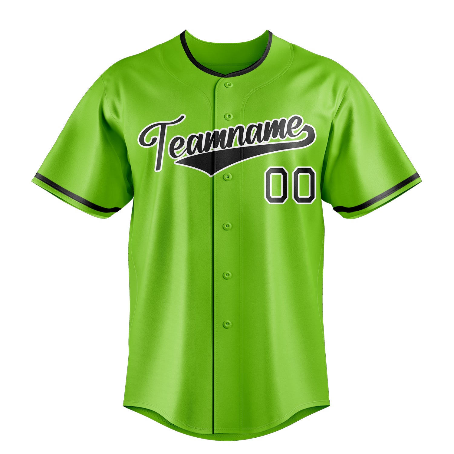 Personalized Neon Green & Black Color Fan Baseball Jersey