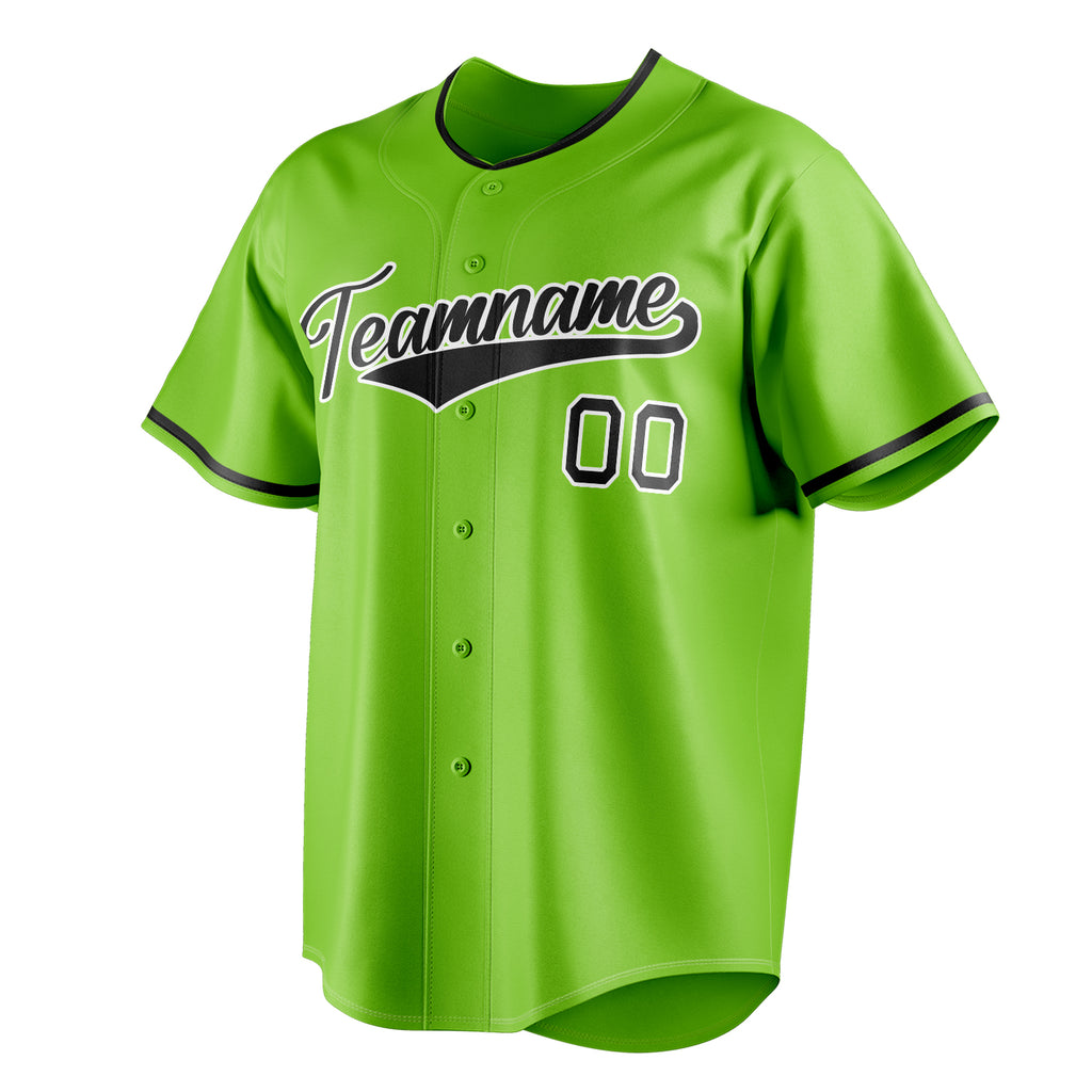Personalized Neon Green & Black Color Fan Baseball Jersey