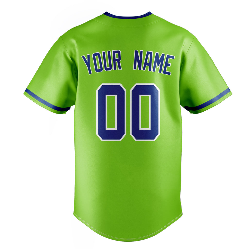 Personalized Neon Green & Royal Color Fan Baseball Jersey