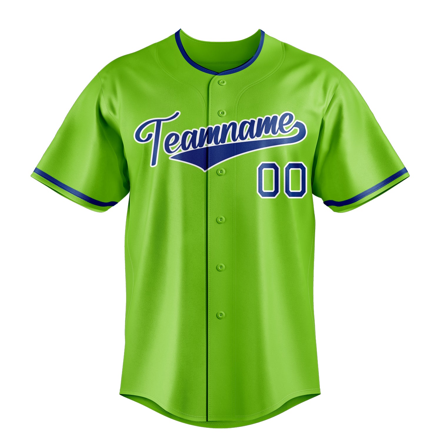 Personalized Neon Green & Royal Color Fan Baseball Jersey