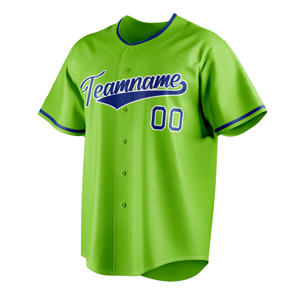 Personalized Neon Green & Royal Color Fan Baseball Jersey