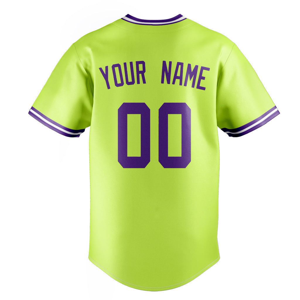 Personalized Neon Green & Purple Color Fan Baseball Jersey