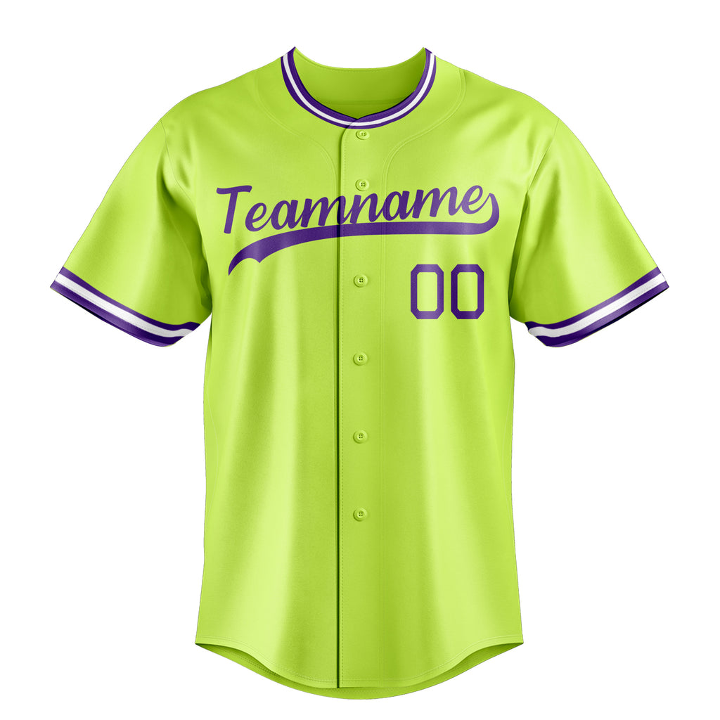 Personalized Neon Green & Purple Color Fan Baseball Jersey