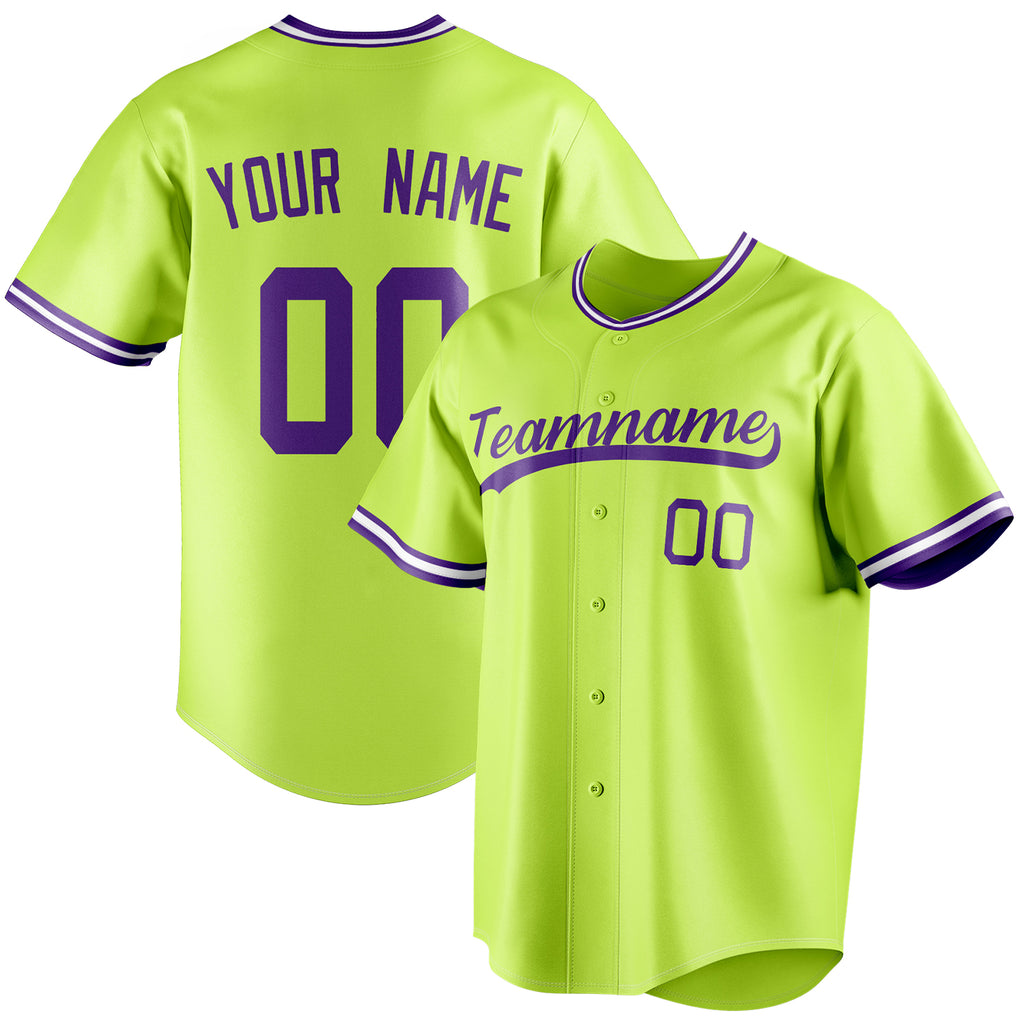 Personalized Neon Green & Purple Color Fan Baseball Jersey BB01240531XJ435