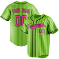 Personalized Neon Green & Pink Black Pinstripe Fan Baseball Jersey BB01240531XJ436