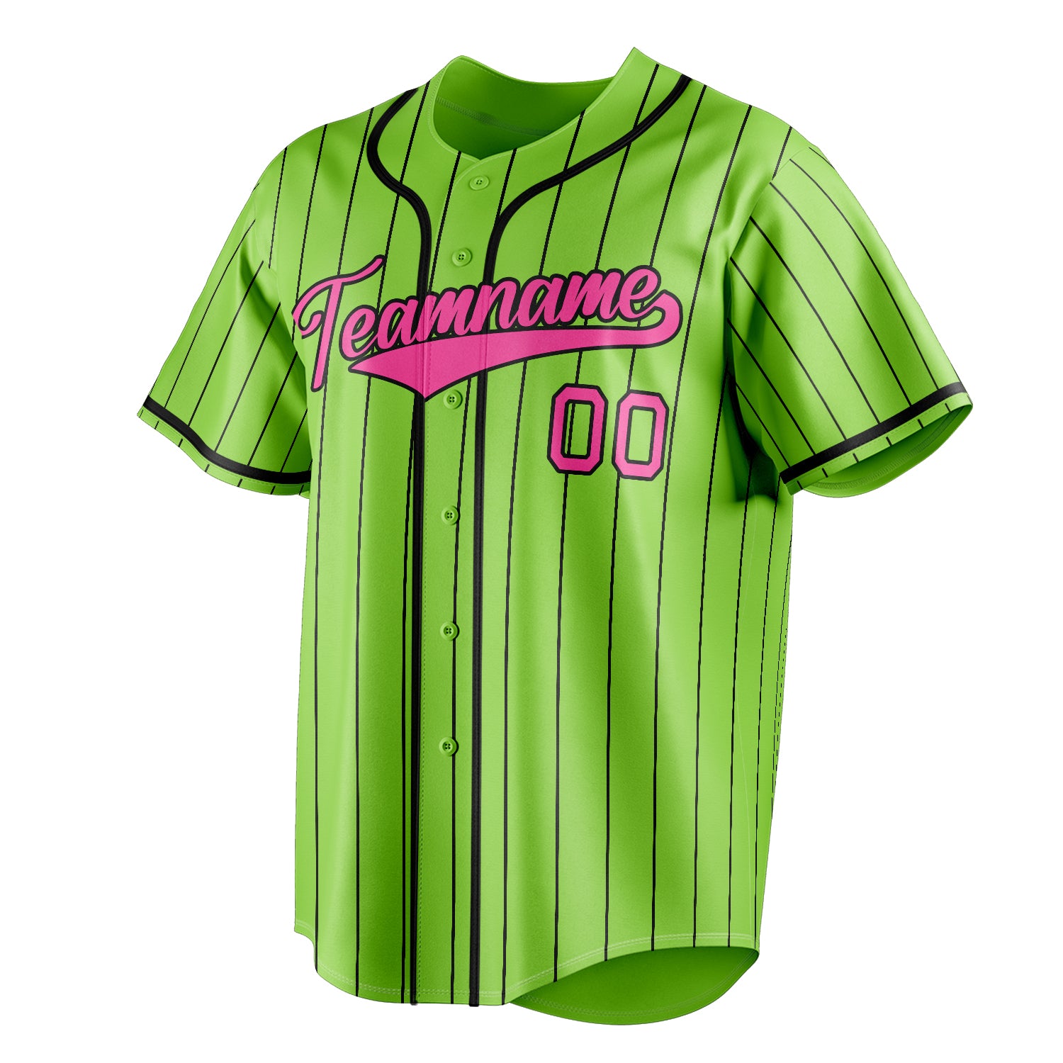 Personalized Neon Green & Pink Black Pinstripe Fan Baseball Jersey