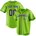 Personalized Neon Green & Navy Black Pinstripe Fan Baseball Jersey BB01240531XJ437