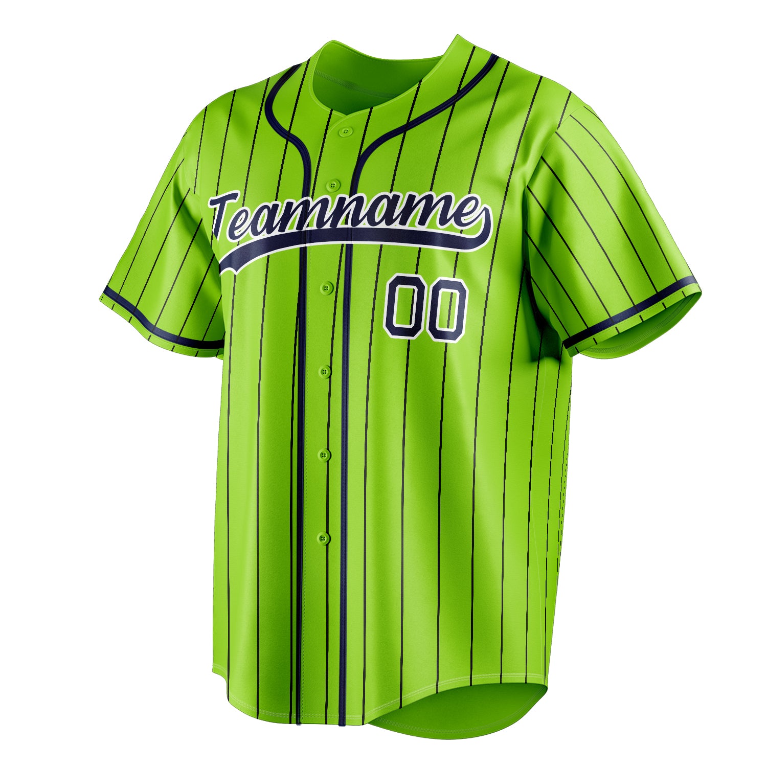 Personalized Neon Green & Navy Black Pinstripe Fan Baseball Jersey