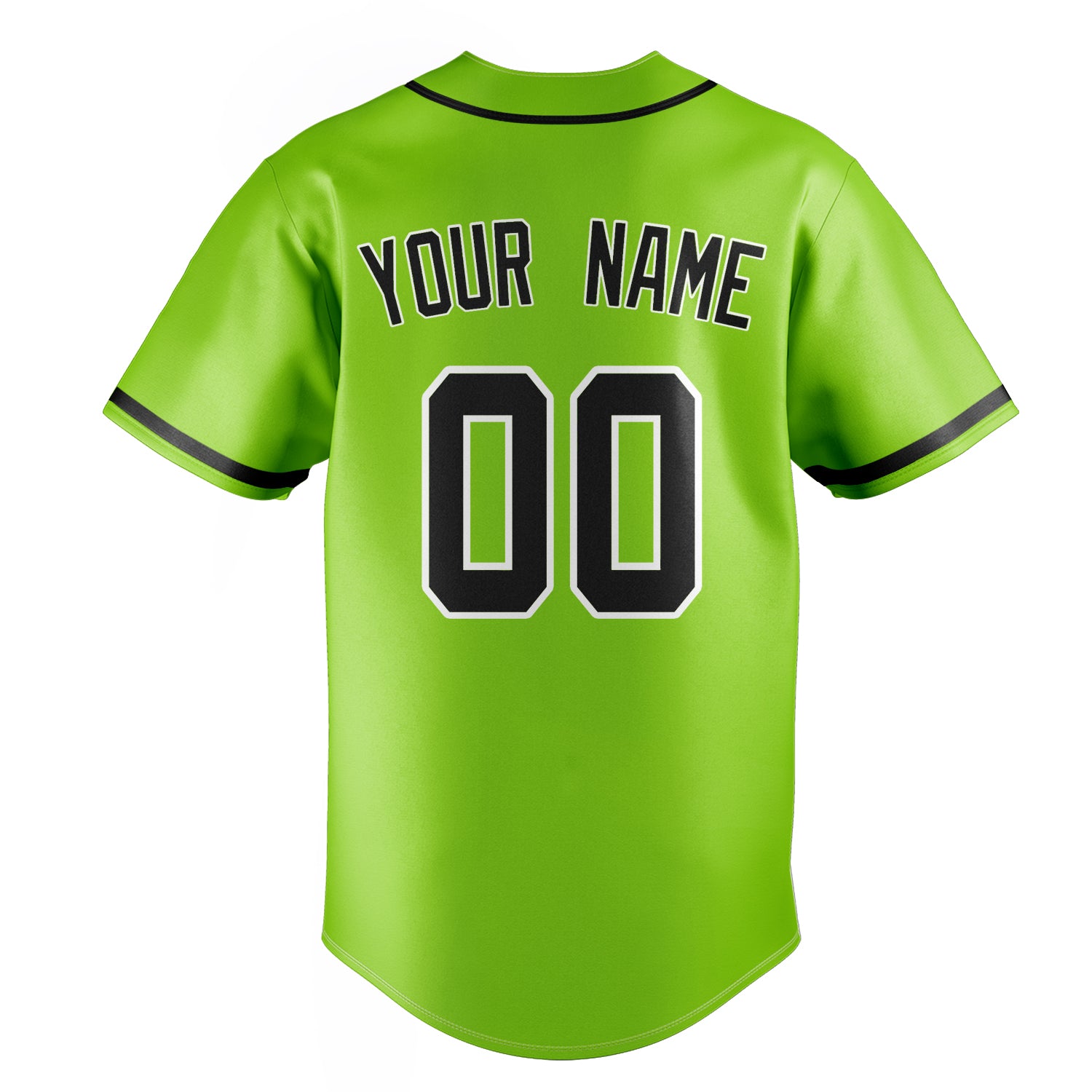 Personalized Neon Green & Black Color Fan Baseball Jersey