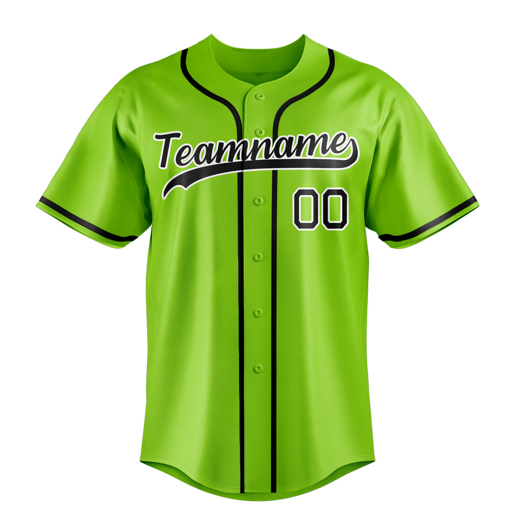 Personalized Neon Green & Black Color Fan Baseball Jersey