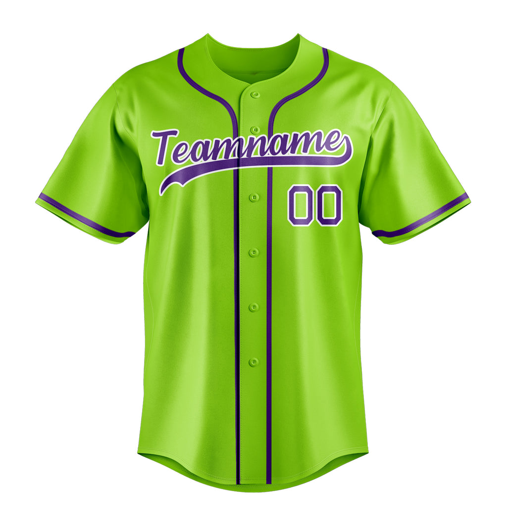 Personalized Neon Green & Purple Color Fan Baseball Jersey