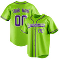 Personalized Neon Green & Purple Color Fan Baseball Jersey BB01240531XJ439