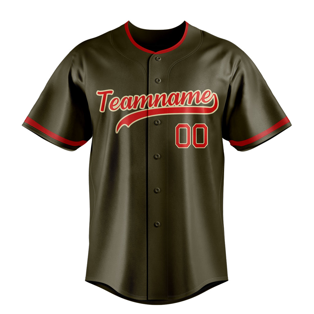 Personalized Olive & Red Color Fan Baseball Jersey