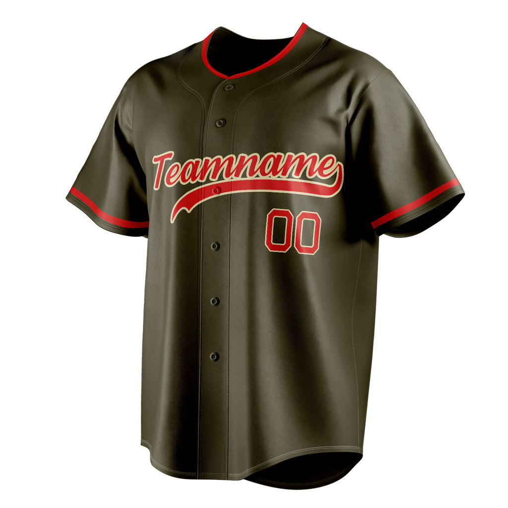 Personalized Olive & Red Color Fan Baseball Jersey
