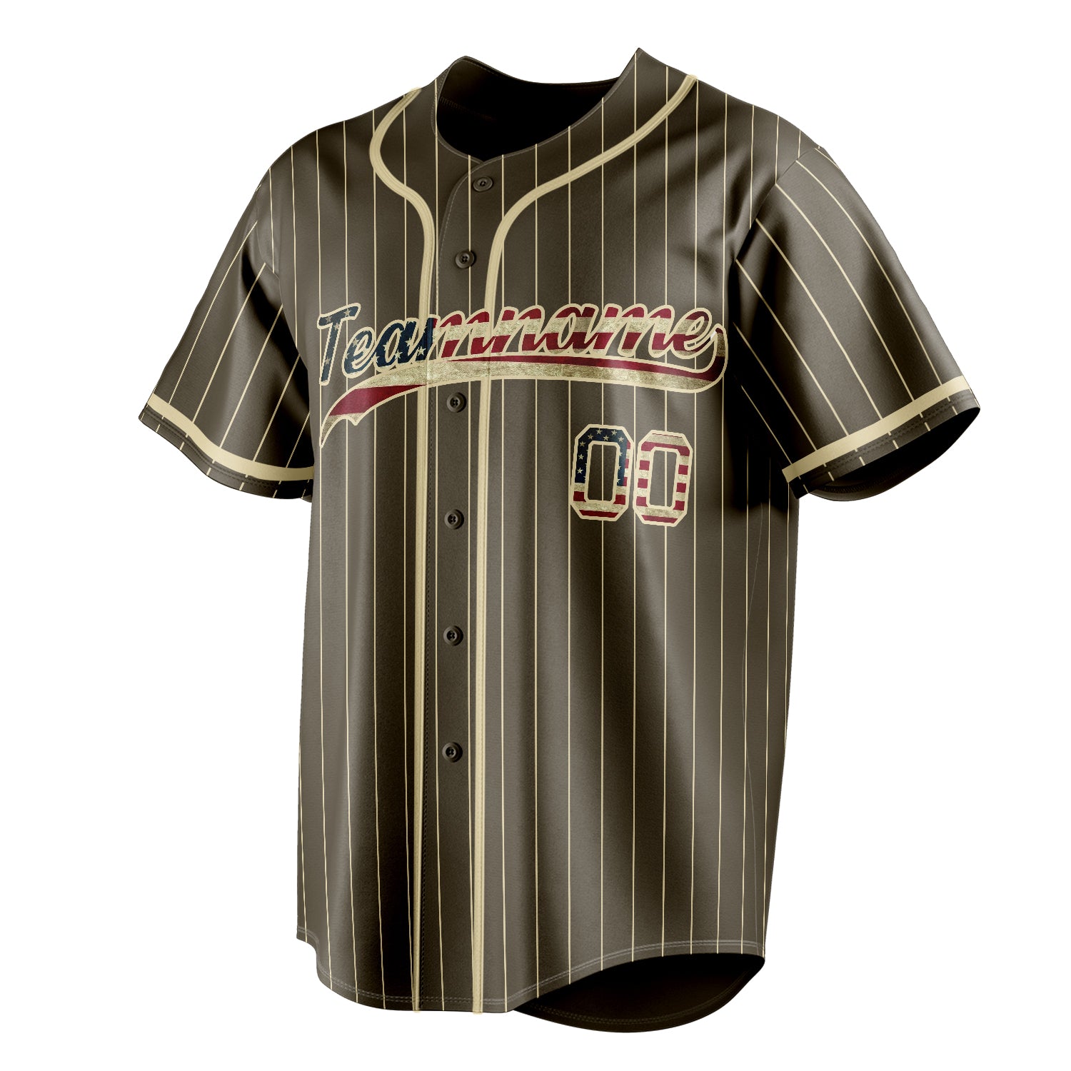 Personalized Olive & Cream Vintage USA Flag Fan Baseball Jersey