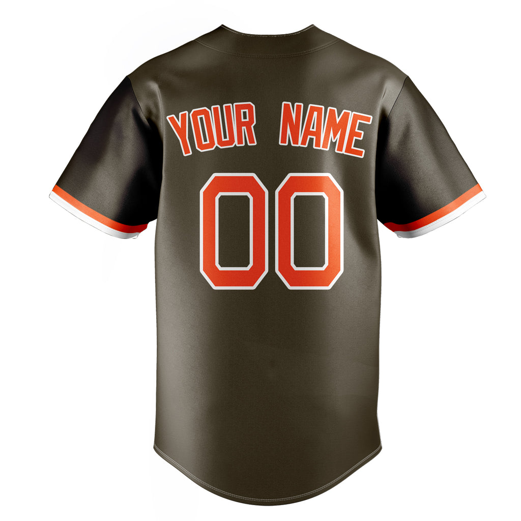 Personalized Olive & Orange Color Fan Baseball Jersey