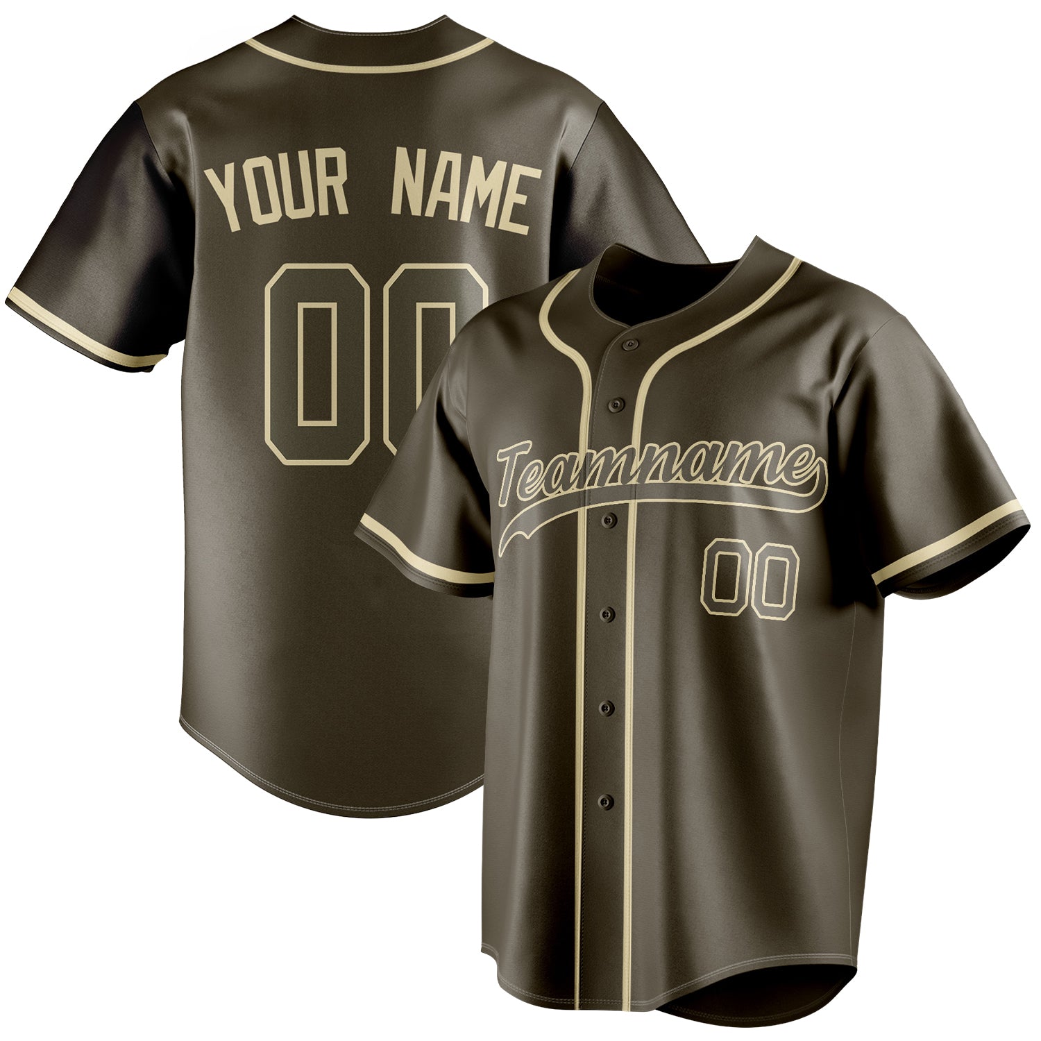 Personalized Olive & Cream Color Fan Baseball Jersey BB01240531YX391