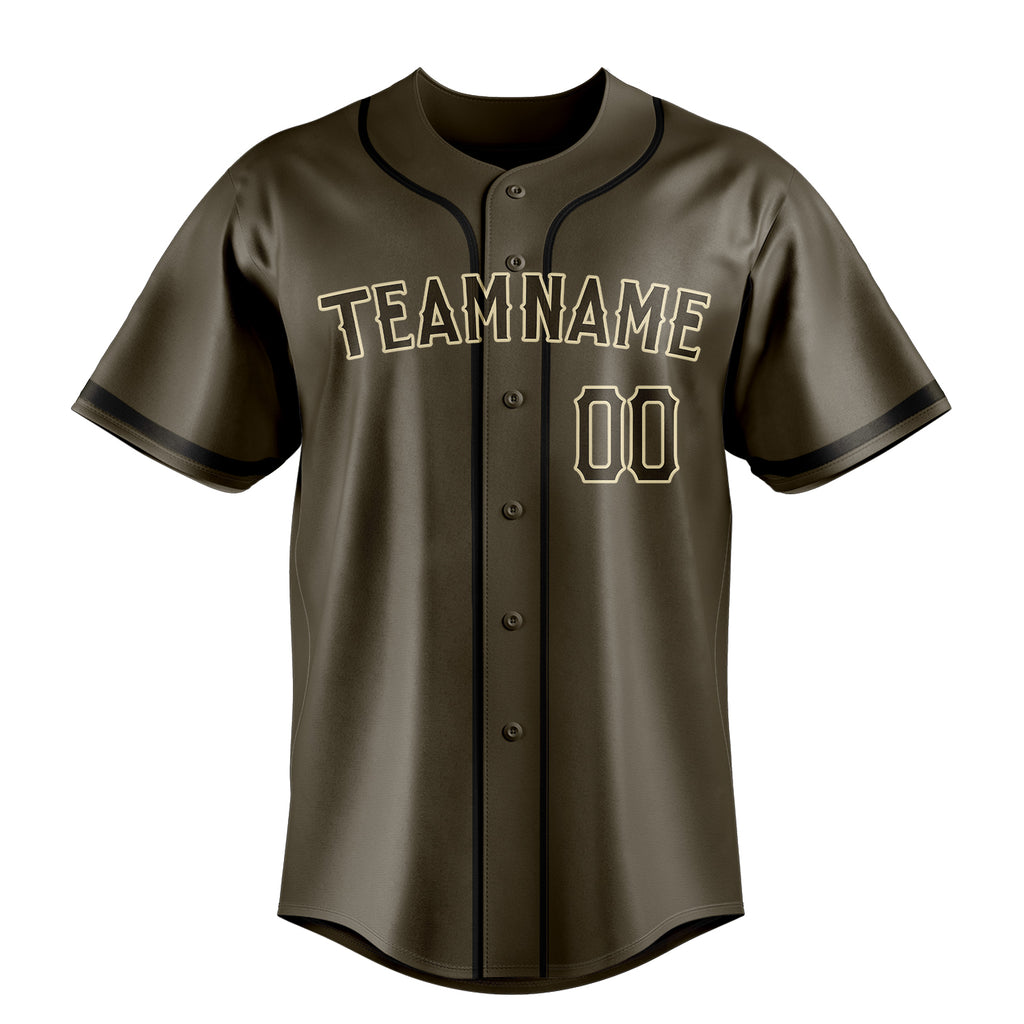 Personalized Olive & Cream Color Fan Baseball Jersey