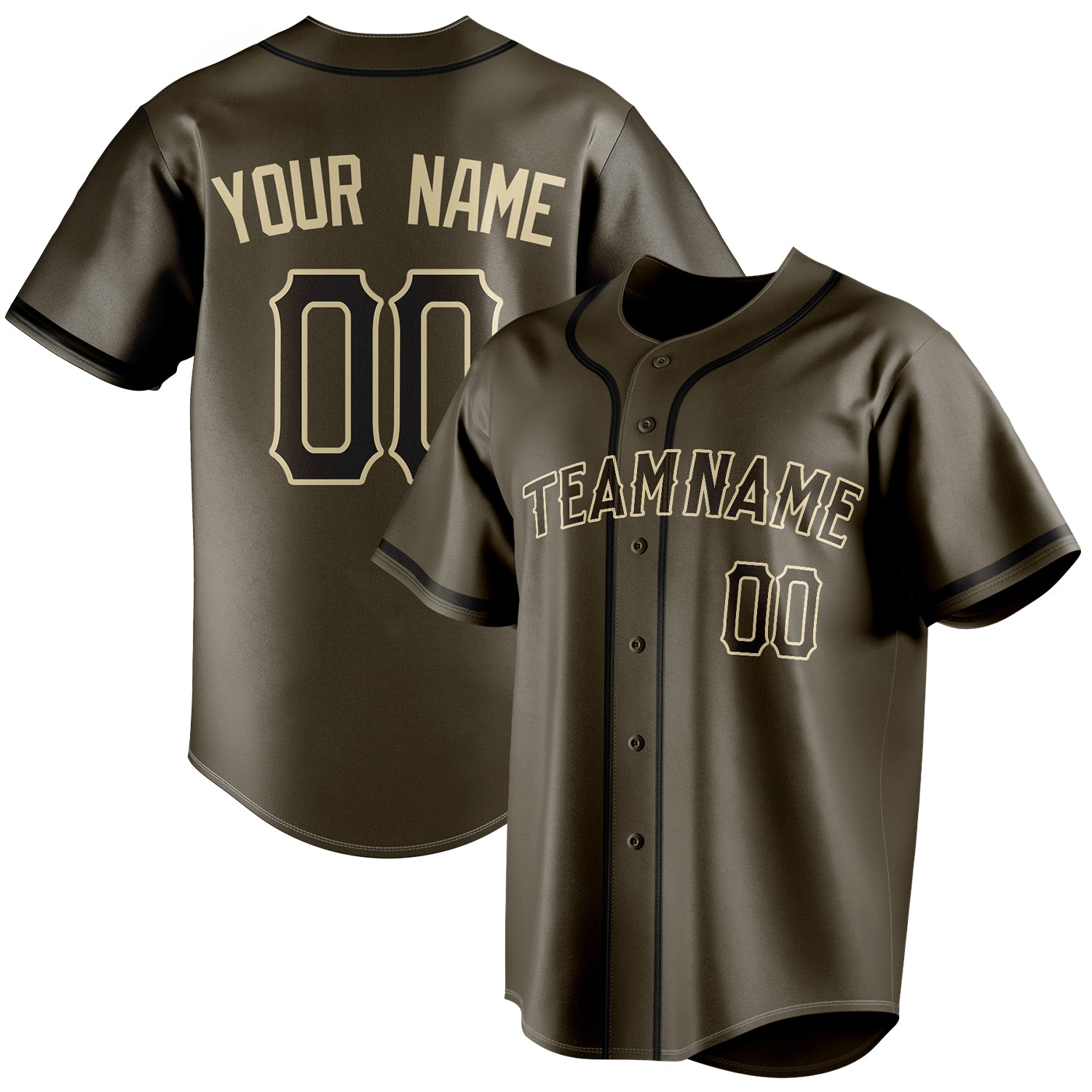 Personalized Olive & Cream Color Fan Baseball Jersey BB01240531YX392