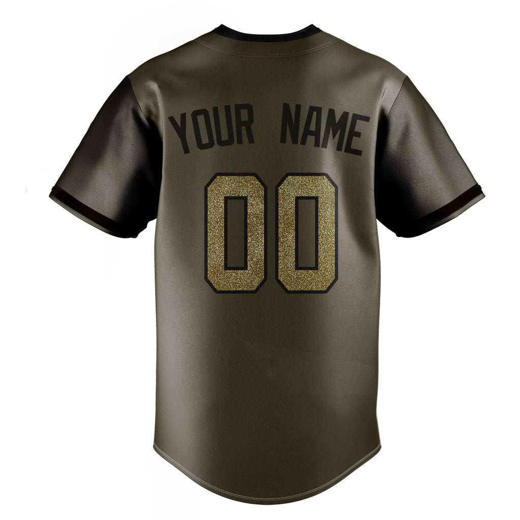 Personalized Olive & Camo Color Fan Baseball Jersey