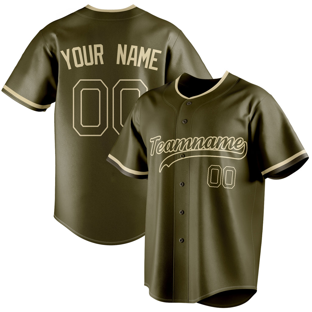 Personalized Olive & Cream Color Fan Baseball Jersey BB01240531YX397