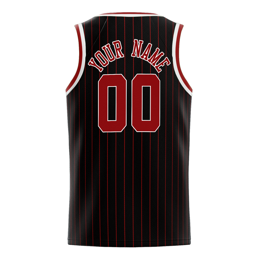 Personalized Black & Red Pinstripe Basketball Jersey