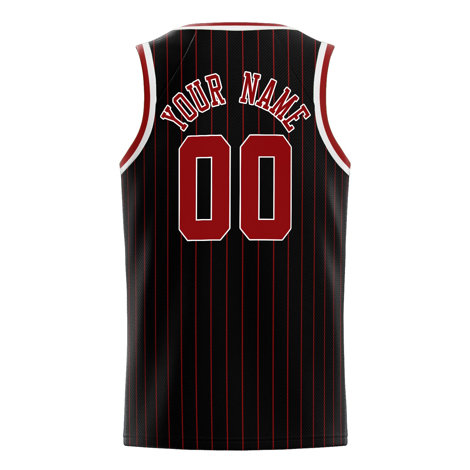 Personalized Black & Red Pinstripe Basketball Jersey